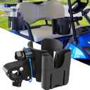 Golf Cart Cup Holder with Phone Holder, 2-in-1 Adjustable Universal Cup Phone Holder Front and Rear Seat Armrest Kit Accessories Compatible for EZGO/Club Car/Yamaha & Most Golf Carts