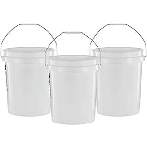 United Solutions 5 Gallon Bucket - 3 Pack, White, Heavy Duty BPA-Free Plastic Bucket, Comfortable Handle, Easy to Clean, Perfect for on The Job, Home Improvement, or Household Cleaning