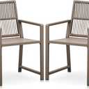 Coreporch Outdoor HDPE Patio Dining Chairs ，400Lbs，Light Brown ，Set of 2