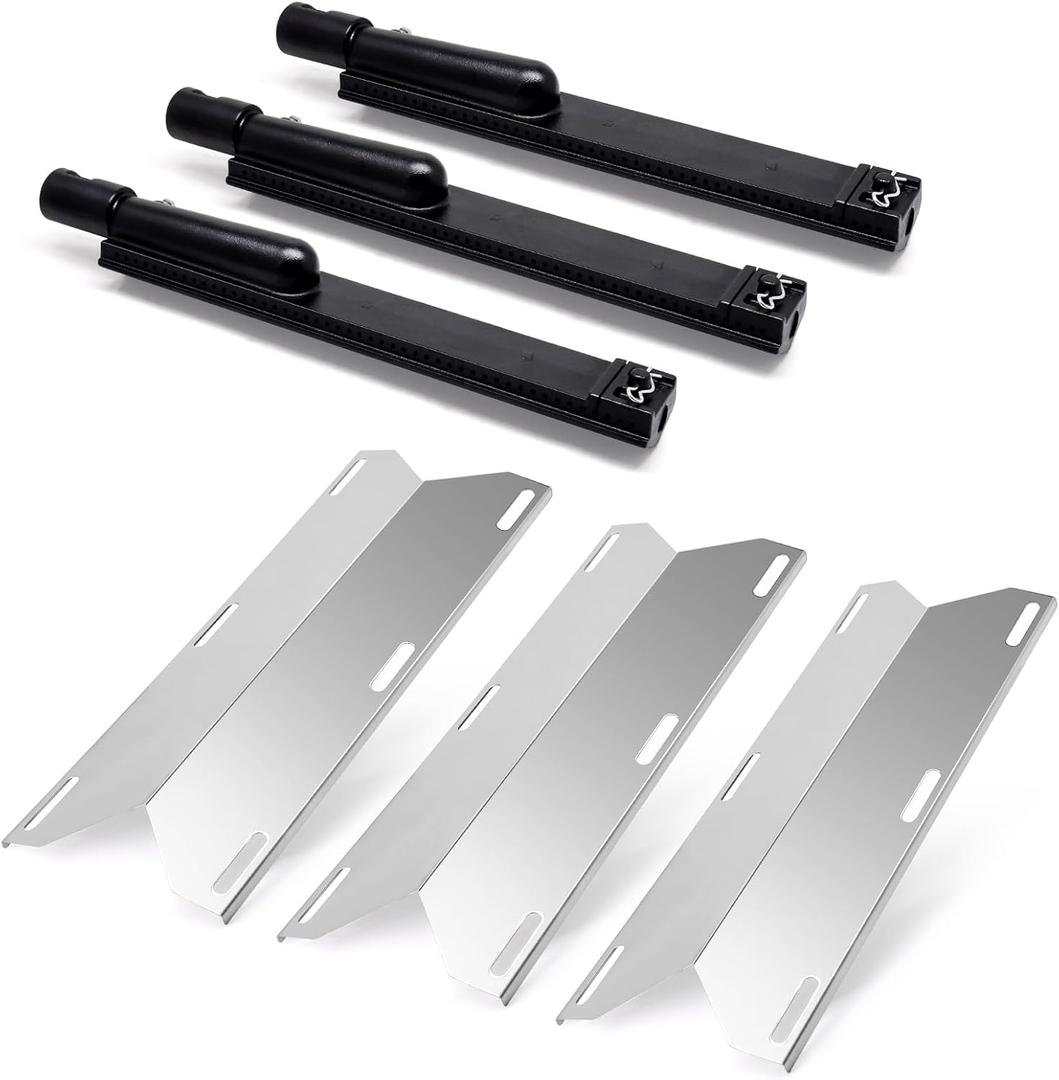 Adviace Grill Parts for Jenn-Air 720-0061-LP 720-0099-NG 720-0100-NG 720-0171, 3 Pack Heat Plates and Cast Iron Grill Burners for Jennair Jenn Air 720-0061 Gas Grill Models