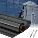 36 Inchx26 ft One Way Window Film Privacy Daytime Reflective Mirror Window Tint Sun Blocking Thermal Insulated Film Heat Control Static Cling Tint Anti UV Home Office (Black Silver) 