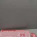 Wireless Keyboard and Mouse Combo, MARVO 2.4G Ergonomic Wireless Computer Keyboard with Phone Tablet Holder, Silent Mouse with 6 Button, Compatible with MacBook, Windows (Sakura Pink)