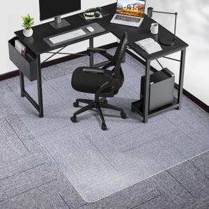 Chair Mat for Carpet, SALLOUS 46" x 60" Office Chair Mat for Carpeted Floors, Heavy Duty Vinyl Floor Mat with Grips, Floor Protector Computer Desk Mat for Home Office (Clear, Rectangular)