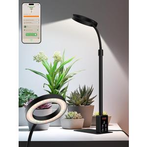 Smart Grow Lights for Indoor Plants, Plant Light with Auto-Timer, Full Spectrum LED Grow Light, Adjustable Height & Stepless Dimming,Plant Assistant Suitable for Most Plants (Black(Desktop2))