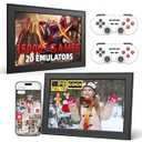 New 2-in-1 Retro Game Console with Digital Picture Frame, 64GB Memory Card, 20 Emulators, Plug and Play Video Game, with 2 Wireless Controllers