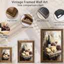 Vintage Gold Framed Canvas Wall Art Farmhouse Rustic Kitchen Painting Picture Wall Decor Retro Country Red Wine Bread Grape Poster Print Artwork for Dining Room living room Home Decoration, 24"L x 16"W