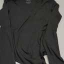 REORIA Women's Sexy Basic Scoop Neck Long Sleeve Double Lined Layering Slim Bodysuit Tops (S, Black)