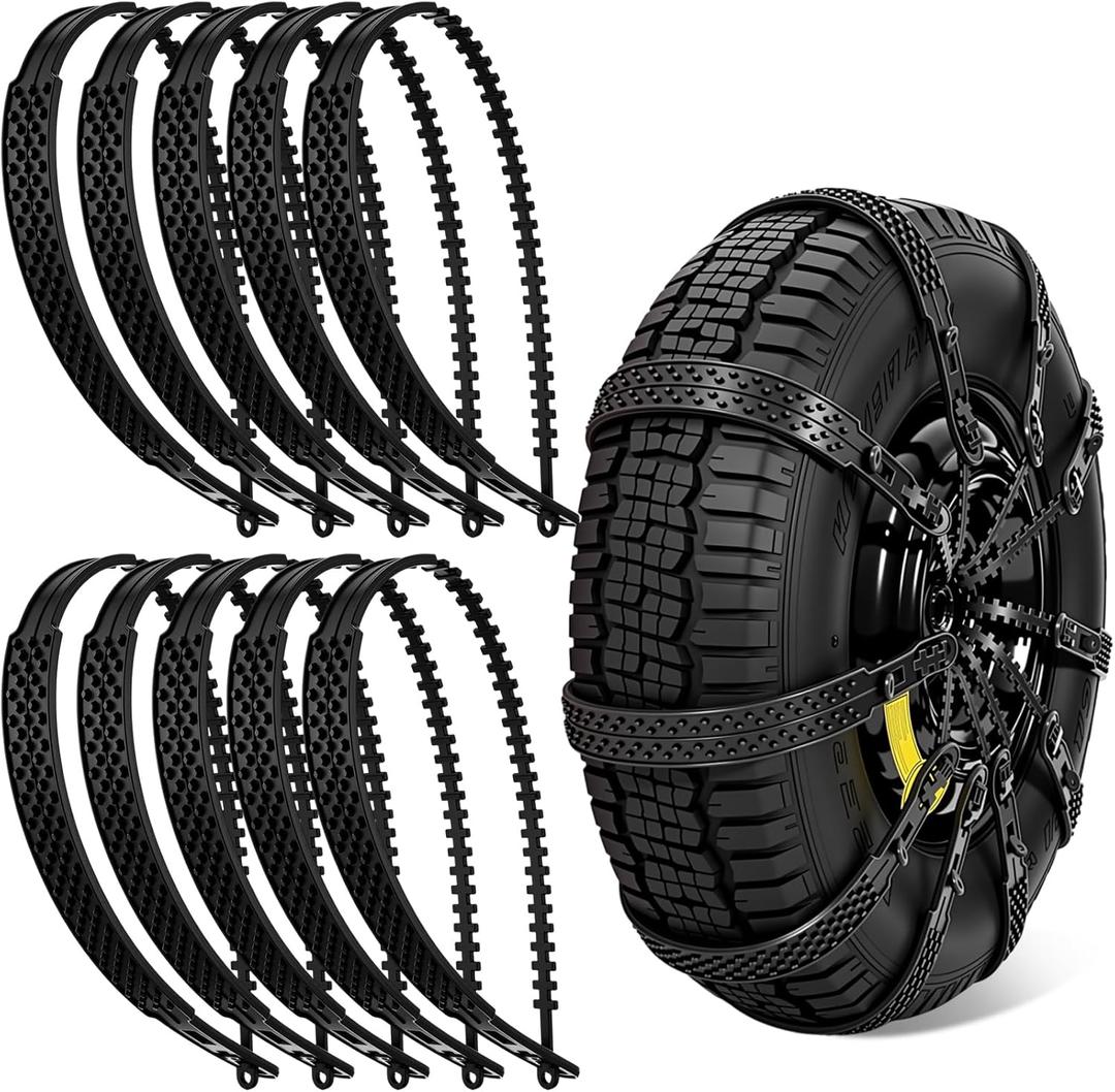 BBTO 20 Pcs TPU Snow Tire Chains Straps for Car Universal Emergency Tire Chains Anti-Skid Ice Traction Safety Cable Belts for Winter Driving on Snow Mud and Ice (Black)