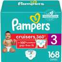 Pampers Diapers - Cruisers 360 - Size 3, 168 Count, Babyproof, up to 100% Leakproof Pull-On Diaper