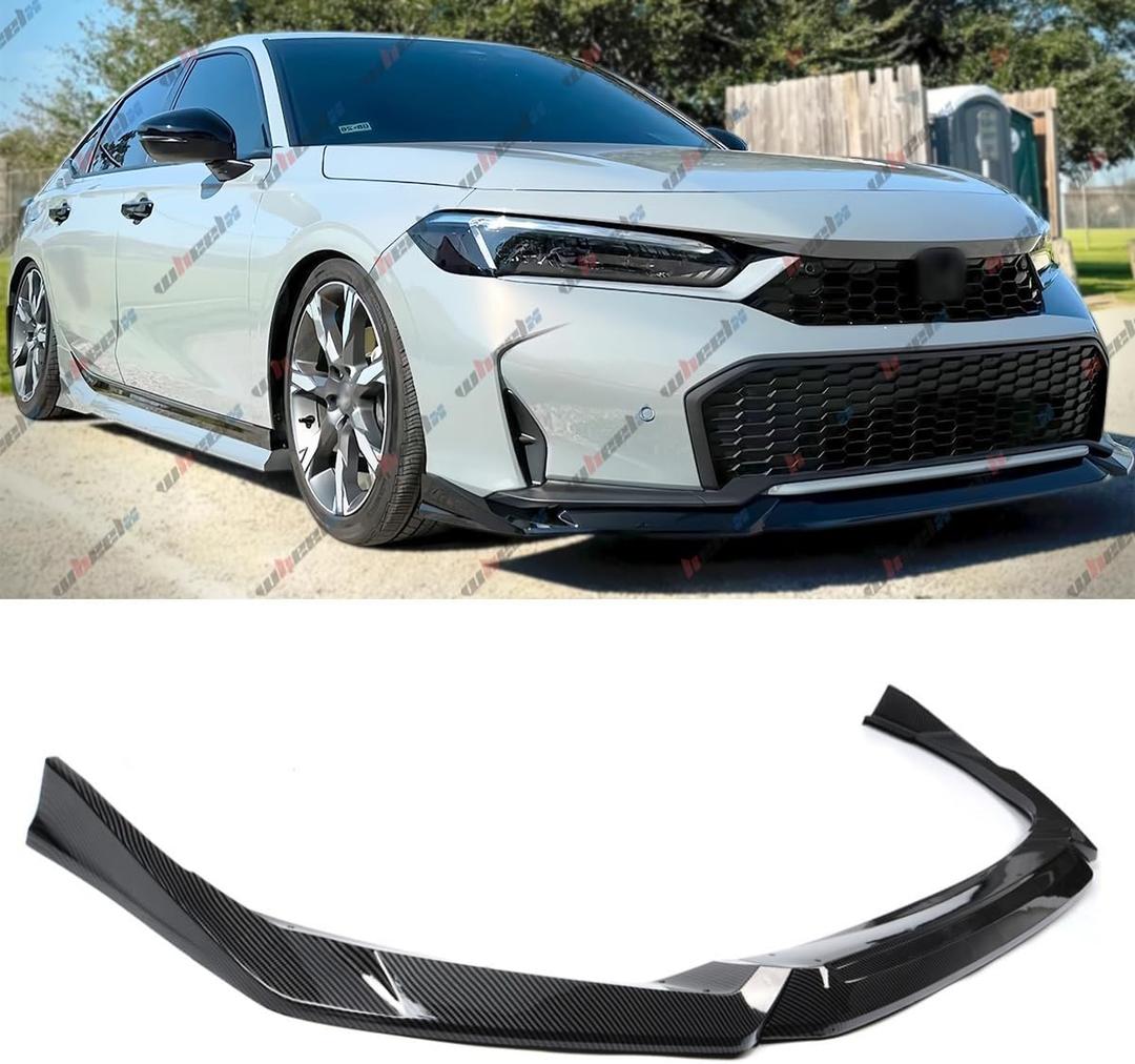 Front Lip Compatible with Honda Civic Sedan & Hatchback 2025 2026, Front Bumper Air Dam Chin Splitter Body Kit (Carbon Fiber Pattern)