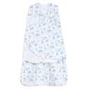 HALO 100% Cotton Sleepsack Swaddle, 3-Way Adjustable Wearable Blanket, TOG 1.5, Blue Safari, Small, 3-6 Months