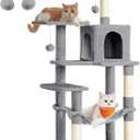 Feandrea Cat Tree, 56.3-Inch Cat Tower for Indoor Cats, Multi-Level Cat Condo with 4 Scratching Posts, 2 Perches, Hammock, Cave, Light Gray UPCT161W01