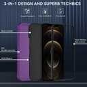SunStory Compatible with iPhone 12/12 Pro Case with HD Screen Protector, 3-Layer Heavy Duty Full-Body Cover,3 in 1 Hybrid Protective Case for iPhone 12/12 Pro 6.1",Purple