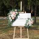 Faux Flower Swag Set of 2 for Wedding Welcome Signs Floral Swag Wedding Reception Ceremony Signs Decor (A-Pink)