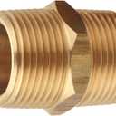 3/4 Inch NPT Brass Nipple Male Pipe Fitting Adapter, Hex Nipple, (3/4 inch x 3/4 inch NPT Male, 2 Piece), Straight Connector Pipe Fitting, Thread 1" OD to 1" OD