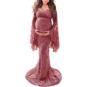 Saslax Off Shoulder Lace Maternity Dress for Photography Maxi Maternity Props Dresses for Photo Shoot Baby Shower (Antique Rose, M/L) Saslax Off Shoulder Lace Maternity Dress for Photography Maxi Maternity Props Dresses for Photo Shoot Baby Shower (Antique Rose, M/L)