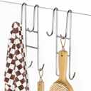 Cerbonny Shower Door Hooks (14 Inch), 2 Pack Super Extended Towel Hooks for Bathroom, Over Door Hooks, Shower Hooks for Frameless Glass Door, Silver