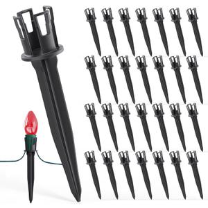 100-Pack Christmas Light Yard Stakes, 5.5 Inch Lighting Stakes for C7 C9 Christmas Lights Outdoor, Universal Yard Stakes for Outdoor Holiday Lights Use on Garden Lawn Patio Pathway Walkway  Black