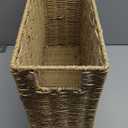 Woven Magazine Holder, 15'' x 6'' x 11'' Book Basket with Built-in Handles, Narrow File Storage Newspaper Organizer for Living Room, Bedroom, Office, Bathroom