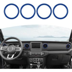 RT-TCZ for Wrangler JL Dash Air Vents Cover Trim Stickers Blue for Jeep Wrangler JL JLU Gladiator JT 2018-2023 Blue Interior Accessories 4pcs