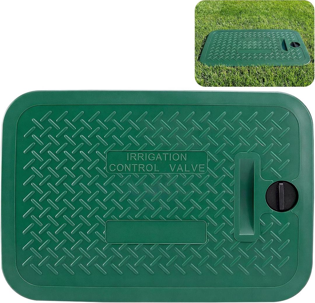 EBaokuup 12 x 17 Inch Irrigation Valve Box Cover, Rectangular Sprinkler Valve Lids with Plug, Sprinkler Valve Cover Replacement for Outdoor Irrigation Watering Equipment, Only Covers, Box Not Included