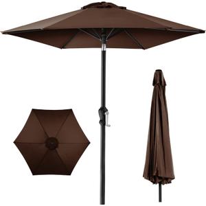 Best Choice Products 10ft Outdoor Steel Polyester Market Patio Umbrella w/Crank, Easy Push Button, Tilt, Table Compatible - Brown