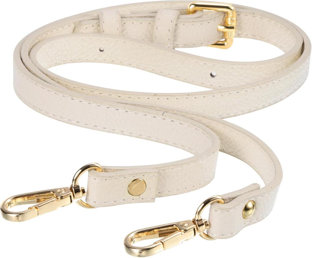 uxcell Purse Strap, Leather Adjustable Replacement Strap for Women's Crossbody Handbags Bag, 0.6" Wide, 41-51" Long (Beige)