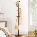 Taitiy Solid Wood Coat Rack Freestanding Coat Tree with 10 Hooks for Bedroom, Livingroom, Entryway, Sturdy Coat Hanger Stand for Hats, Coats, Scarves, Handbags, Purses