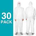FURWEY Hazmat Suits,30Pack Disposable Coveralls,Heavy Duty Full Body-L | Protective Coveralls, Heavy Duty, Full Body Painters Suit, Elastic Wrists Ankles Hood, Men & Women, 5 Sizes