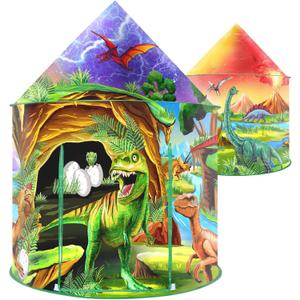 Play Tent for Kids Pretend Playhouse Indoor Outdoor Games Party Children Pop Up Foldable Tent Birthday Toy for Boys Girls Toddler Baby Playroom Gift, Wild Dinosaur Themed