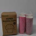 100pcs Baking Paper Cupcake & Muffin Liners - 2.4 Inches, No Baking Pan Needed, Thick & Sturdy, High Temperature & Oil Resistant, Non-stick - Pink Serie 4 Patterns, Model BK011