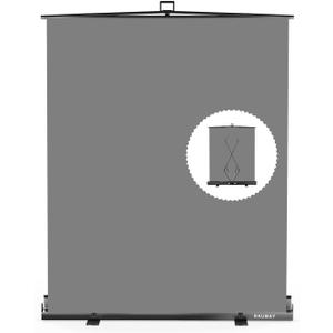 Easy Set-Up RAUBAY 59.8 x 82.7in Collapsible Gray Backdrop Screen Portable Retractable Panel Photo Grey Background with Stand for Video Conference, Photographic Studio, Streaming