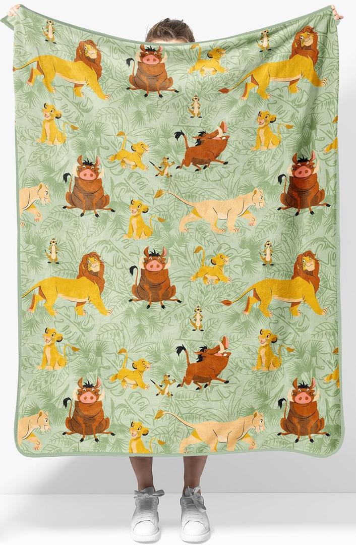 Disney Lion King Plush Throw Blanket - Measures 40 x 50 Inches - Super Soft Lightweight Fleece Safari Animals Bedding with Simba