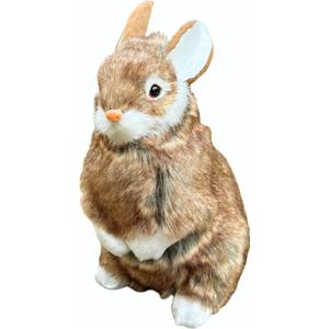9.25 Inch Plush Rabbit Faux Fur Lifelike Hare Easter Bunny Simulation Toy Home Decoration Gift (Brown)