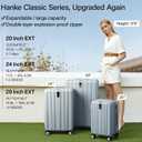 Hanke 20 Inch Expandable Carry on Luggage 22x14x9 Airline Approved, 20 Inch EXT, Grey