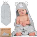 KeaBabies Hooded Baby Towel for Newborn - Viscose Derived from Bamboo Large Baby Bath Towels with Hood for Boys, Girls, Toddler, Extra Absorbent & Soft Newborn Bath Essentials (Elephant, Regular)