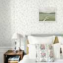 Peel and Stick Wallpaper for Nursery Green Cherry Blossom Waterproof
393"×17.3" Green Floral Watercolor Wallpaper Gentle Accent Wall Decor with Grid Lines for Bedroom Vinyl Self-adhesive