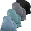 CHRLEISURE Women's 4 Packs Workout Gym Shorts, High Waisted Butt Lifting Scrunch Butt Seamless Booty Shorts XXL