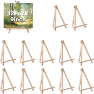 12 Pack Easel for Painting, Mini Easel 9 inch Wooden Painting Easel Stand for Display, Durable Small Wood Art Tabletop Easel Canvas Holder Stand for Kids Adults Paint