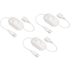 MECCANIXITY LED Strip Dimmer Switch 5V DC USB Female to Male Extension Cord with Rotary Switch Controller for LED Strips Lights, White Pack of 3