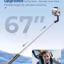 67 Selfie Stick Tripod for iPhone, Lightweight Travel Phone Tripod with Wireless Remote, Extendable Cell Phone Stand for Photography, Video & Live Streaming  Black