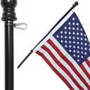 Flag Pole for House - 6 ft Heavy-Duty Aluminum Tangle Free Spinning Flag Pole with Metal Mounting Rings - Outdoor Wall Mount Flagpole for Residential Commercial (Black, 6')