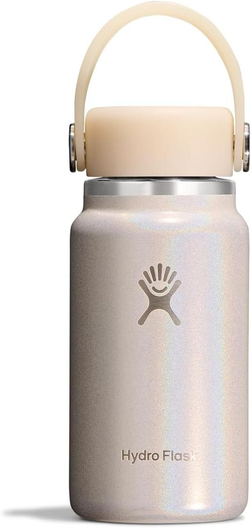 Hydro Flask Micro Bottle - Leak Proof Purse or Pocket Flask - Insulated Mini Water Bottle 6.7 Oz Glimmer Cream