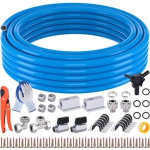 Shop Air Line Kit, 3/4 Inch x 50FT Compressed Air Piping System, 3/4 Inch ID x 50FT