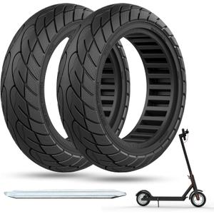 Cooryda 10x2.125 Scooter Tire, 10 inch Solid Rubber Tires Tubeless Front or Rear Replacement 10x2.125 Solid Electric Scooter Tire for Gotrax G4 Xr V2 Ninebot F25 F65 Hiboy S2 Pro 2pc Black