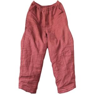 Women Winter Warm Linen Quilted Pants Ankle Length Thicker Padded Straight Trousers with Pockets, XL