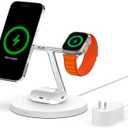 Belkin MagSafe Charger, 3-in-1 Wireless Charging Stand, 2ND GEN, 33% Faster for Apple Watch, iPhone 16, iPhone 15, iPhone 14 Series, AirPods - MagSafe Charging Station for Multiple Devices - White