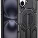 for iPhone 16 Magnetic Case with Screen Protectors, Black | Compatible with MagSafe, Concealed Kickstand, 2 Pack Screen Protectors, Military Grade, Double Layer, Shockproof Protection