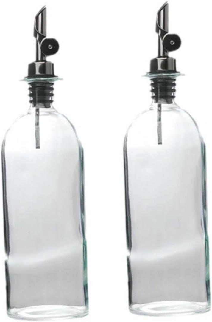 2Pcs Glass Oil Dispenser Oil Bottle for Kitchen Condiments Vinegar Storage Jar for Soy Sauce and Salad Dressings