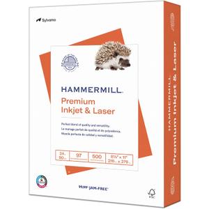 Hammermill Printer Paper, Premium Inkjet & Laser Paper 24 Lb, 8.5 x 11-1 Ream (500 Sheets) - 97 Bright, Made in the USA, 166140R